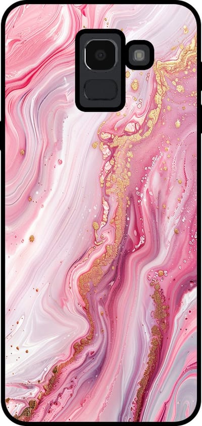 Smartphonica Telefoonhoesje Geschikt voor Samsung Galaxy J6 2018 met marmer opdruk - TPU backcover case marble design - Roze geschikt voor Samsung Galaxy J6 2018