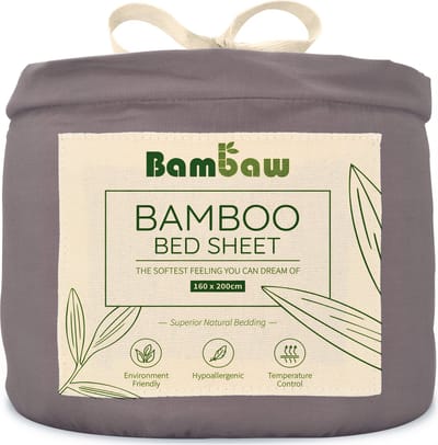 Bambaw Luxe Bamboe Hoeslaken 160x200cm – Ultra ademende stof – Hypoallergeen – Beddengoed - Donkergrijs