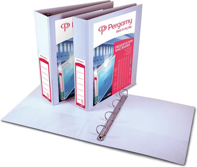 Pergamy personaliseerbare ringmap, ft A4, 2 pochettes, 3 insteektassen, 4 D-ringen van 60 mm, wit 10 stuks