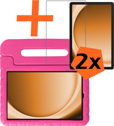 Hoesje - Geschikt voor Samsung Galaxy Tab A9 - Met 2x Screenprotector - Kinderhoes Shockproof Bumper - Kidsproof Case - Tablet Hoes - Kinder Hoes Cover - Roze