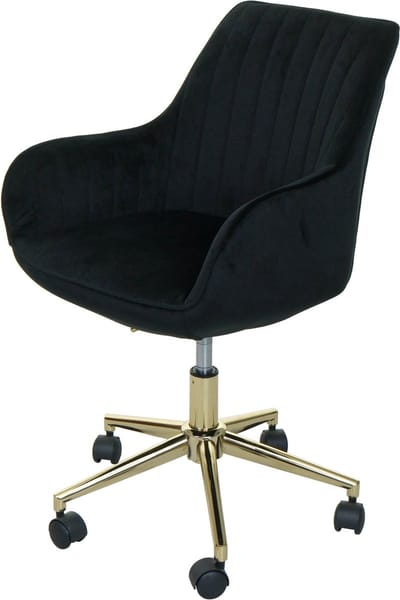 Bureaustoel MCW-J62, bureaustoel bureaustoel fauteuil stoel, fluweel met armleuningen gouden voet ~ zwart