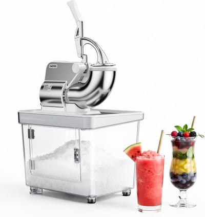 Elektrische IJscrusher - Ijsvergruizer 300W - 300 kg/u - Met 34L Transparante Opvangbak & 4 RVS Messen - Instelbare Dikte - Professionele Schaafijsmachine voor Horeca, Bars en Thuis