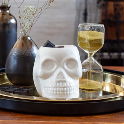 Candle-Brothers Theelicht-geurbrander-doodskop-keramiek-met-theelicht