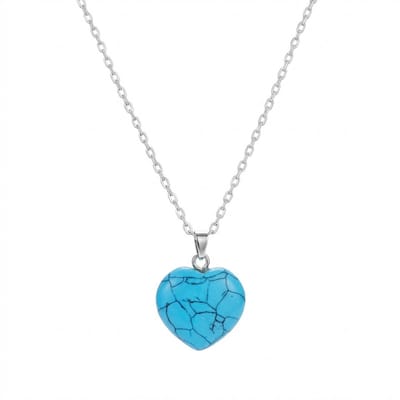 Dames Zilveren Ketting met Turkoois Hart - Natuursteen - Blauw - Cadeau voor haar - Elegant