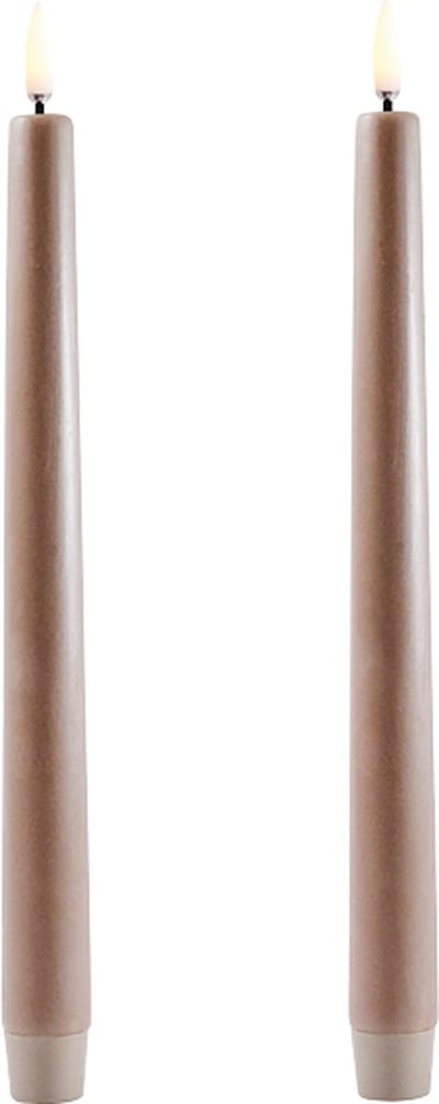 Diner Kaars Uyuni Lighting - Taper 2 stuks - LED echte waskaarsen Zandkleurig - SAND 2,3 x 25 cm - 6 uur timer functie - geen brandgevaar & geen roet, geen geur - 2 stuks