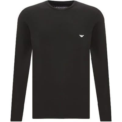 Emporio Armani Effen Kleur Ronde Hals Trui Lange Mouwen T-shirt Heren tops Zwart 111023-CC729-00020 L black