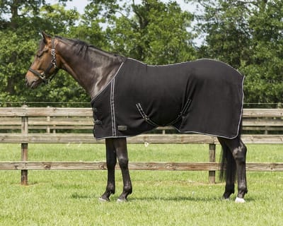 QHP Fleecedeken New Basic met kruissingels - maat 105/145 - black
