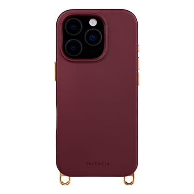 Selencia Hoesje - Geschikt voor iPhone 16 Pro Max - Rivièra geschikt voor MagSafe Backcover met afneembare haakjes - Bold Burgundy