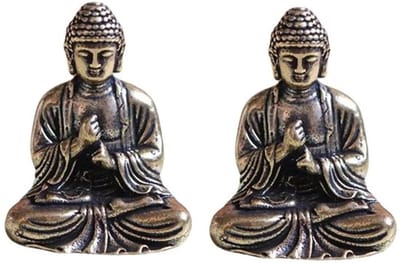 Boeddhafiguur Mini - 2 stuks - Geluksbrenger - Decoratief Beeld - Zen/Feng Shui - 2,8 x 2,4 cm - Koper - Boeddhabeeld