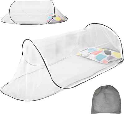 Reis Muggennet Pop-Up en Vouwbaar 200x80x56cm, Draagbaar Kampeertent Muggennet met Rits voor Campingbed en Bescherming tegen Insecten