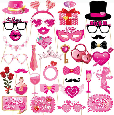 Valentijn Versiering Foto Props Valentijn Decoratie Fotoprops Verkleden Roze Wit Rood - 35 Stuks