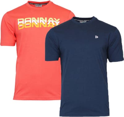 2-Pack Donnay T-shirts (599009/599008) - Heren - Peach Coral/Navy - maat S