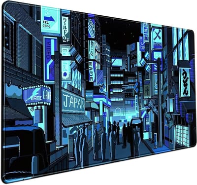 SnelShoppen - XXL Grote Muismat Gaming Arcade - Blauwe Toetsenbord Bureau Ondergrond - 31,5 x 15,7 Inch - Gestikte Randen - Ideaal voor PC en Laptop -