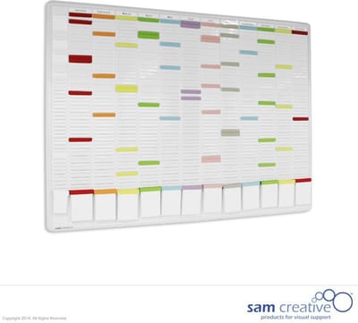 Kaartplanner jaar 13-kolom 50 sleuven 90x124 cm | T-kaartplanner | Planbord met kaarten | Kaartenplanner