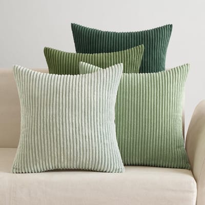 Unyqoos® Klassieke Set van 4 Ribfluwelen Sierkussenslopen voor Bank en Slaapkamer in Saliegroen