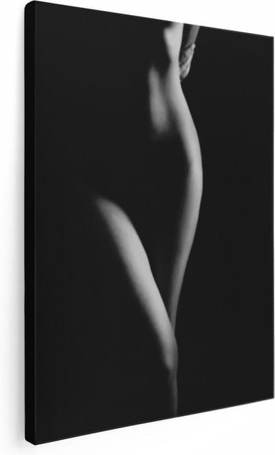 Artaza Canvas Schilderij Vrouw Silhouet - 30x40 cm - Klein - Muurdecoratie Erotiek - Wanddecoratie Slaapkamer - Kamer Accessoires Zwart Wit
