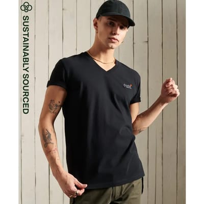 Superdry Orange Label Vintage Embroidered T-shirt Met Korte Mouwen En V-hals Zwart 2XS Man