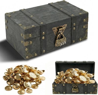 Vintage Houten Doos 24 x 17 x 9,5 cm met Combinatieslot voor Feesten en Bruiloften, Decoratie en Opberging