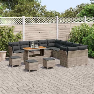 vidaXL - Tuinbank - Set - 14 - st - Grijs - poly - rattan