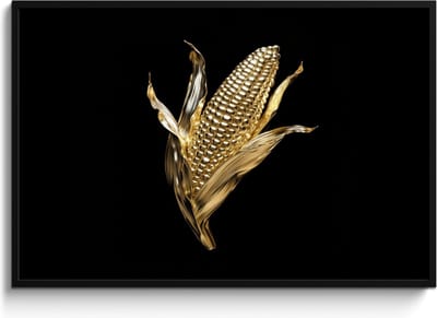 Fotolijst inclusief poster - Posterlijst 120x80 cm - Posters - Mais - Eten - Goud - Zwart - Foto in lijst - Keuken decoratie muur - Wanddecoratie accessoires - Muurdecoratie - Schilderijen