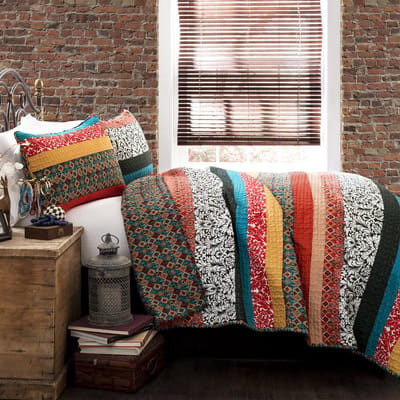 Ibenzoa® Omkeerbaar beddengoed met boho-strepen en geometrische patronen