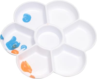Kleurtablet voor waterverf, bloemvormige mengkom, verfpalet met 7 vakken, ideaal voor kunstenaars en hobbyisten