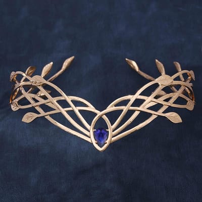 Tiares de Luxe Serre-têtes pour Femmes Couronne en Cristal Feuille Serre-tête Bijoux d'Avant-tête Mariage Nuptial Accessoires beige