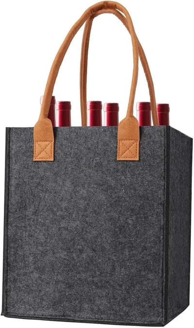 Draagtas voor 6 Flessen van 1,5L met Scheidingswanden, Ideaal voor Boodschappen en Picknicks, 23 cm x 18 cm x 26 cm (Donkergrijs)