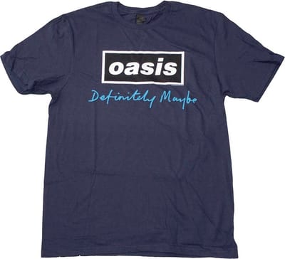 Oasis - Definitely Maybe Text Logo Heren T-shirt - S - Donkerblauw