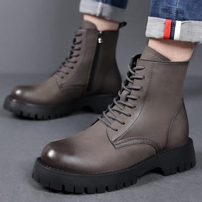 Martin Boots Heren Mode Britse Stijl Herenschoenen Dikke zool Verhoogde Korte Laarzen Gepersonaliseerde Mode Laarzen Casual Tooling Laarzen 44 black