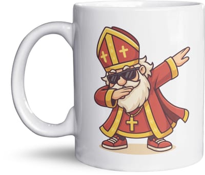 Grappige Sinterklaas Mok – Dabbende Sint met Zonnebril & Sneakers – 325 ml – Kerstcadeau voor Pubers & Jongeren – Dubbelzijdig Bedrukt – Magnetron- & Vaatwasserbestendig