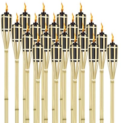 Set van 36 Tuin Fakkels voor Buiten - Bamboo Olielampen voor Sfeervolle Verlichting