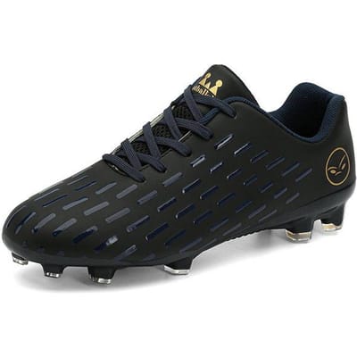 Professionele Voetbalschoenen met Lange Noppen voor Mannen Antislip Trainings Voetbalschoenen Dames Tiener Buiten Comfortabele Lage Sneakers 37 zwart