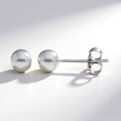 Cavill - 925 Sterling Zilver Gerhodineerde Oorbellen - 7 mm Bolvormige Studs - Minimalistisch Elegant - Dames Oorstekers