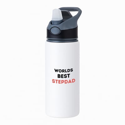 Hacebo® - worlds best stepdad waterfles met rietje zwart - Papa - de beste stiefvader - vader cadeautjes - vaderdag - verjaardagscadeau - verjaardag - cadeau - geschenk - kado - gift - vader artikelen - water fles - 650ML
