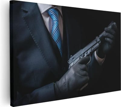 Artaza Canvas Schilderij Maffia - 30x20 cm - Klein - Wanddecoratie Man - Muurdecoratie Gangster - Schilderijen Op Canvas