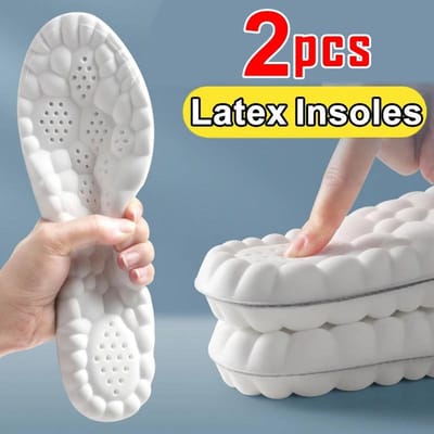 4D Orthopedische Inlegzolen Geheugenschuim Latex Sportinlegzolen voor Schoenen Zoolkussen Hardlopen Ademend Deodoriserend Zacht Schoen Pads 35-36 gray