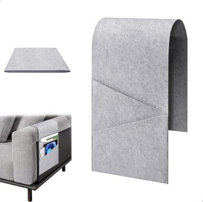 houder voor bank, 2 niveaus, afstandsbedieningshouder, lichtgrijs, opbergvak om op te hangen, opbergtas voor bed voor verschillende voorwerpen zoals hoofdtelefoon