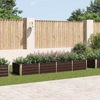 vidaXL - Plantenbak - verhoogd - 320x80x45 - cm - gegalvaniseerd - staal - bruin