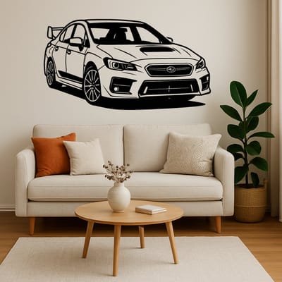 BR2Laser Houten Wanddecoratie Subaru WRX STI – Auto Wanddecoratie – Lasergesneden Hout – 75 cm Breed – Zwart – Muurdecoratie voor Woonkamer, Garage en Mancave – Cadeau voor Autoliefhebber
