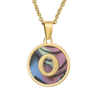 Aramat Jewels | Halskettingen | Stijlvolle Abalone Initiaal Ketting RVS | B | |1,5mm | Staal | Volwassenen | Verkleurd niet