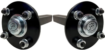 Hub & Stub-assen, aanhanger voor quads en ATV's, 4 bouten, 4 inch PCD, 35x35 mm, 750 kg (set van 2)