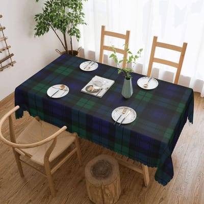 Blackwatch Tartan Modern Schattig Blauw En Groen Geruit Rechthoekig Tafelkleed Tafelhoes voor Festival Feest Decoraties Tafelkleed 137x183cm black