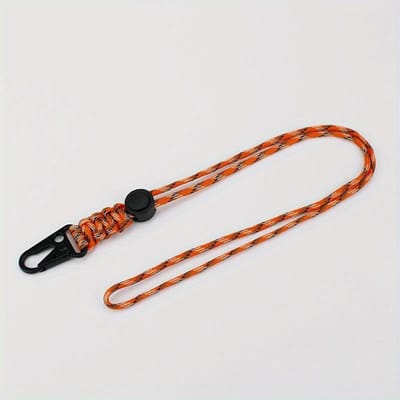 Lanyard Porte-clés Heavy Metal Porte-clés Réglable Porte-badge Cordon de Cou pour Téléphone Portable Anti-perte orange