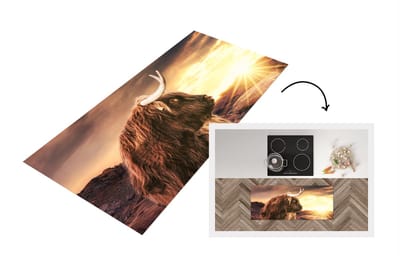 Keukenloper - Loper keuken - Schotse hooglander - Natuur - Zon - 120x50 cm - Keukenloper vinyl