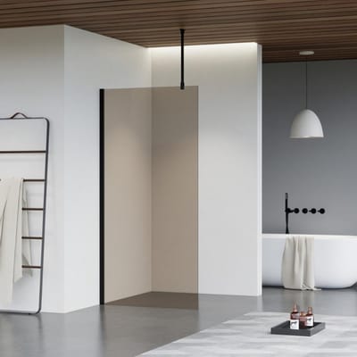 FugaFlow Eccelente Vetro inloopdouche badkamer - 100x200cm - rookglas - plafondarm - mat zwart