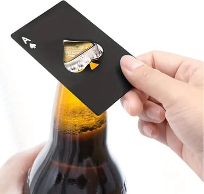 Flesopener Schoppen Aas I Bieropener I Bier Opener I Magnetisch I Flesopener Spelkaart I Bar accessoires I RVS I Zwart