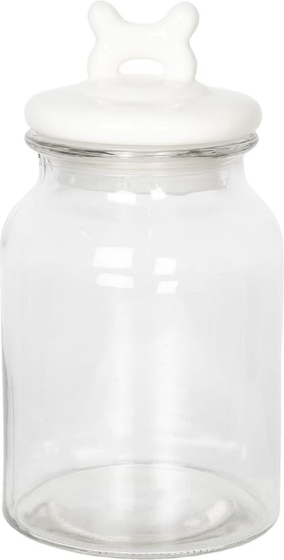 Clayre & Eef Voorraadpot Deksel 2350 ml Transparant Glas Rond Voorraadbus Bewaarpot Opbergpot