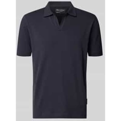 regular fit poloshirt van mix van katoen en linnen