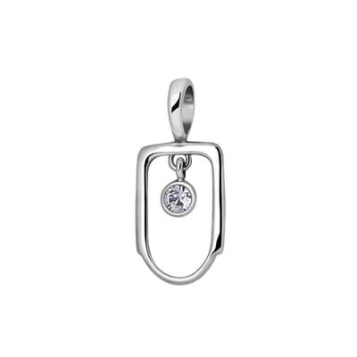 Quiges – 925 - Zilver – Charm - Bedel - Hanger - Carrier Abstract met Zirkonia - met – sterling - zilver - karabijnslot - geschikt - voor - Bedelarmband HC378